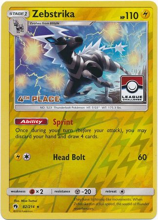 Zebstrika (82/214) (League Promo 4th Place) [Sun & Moon: Lost Thunder] - Evolution TCG