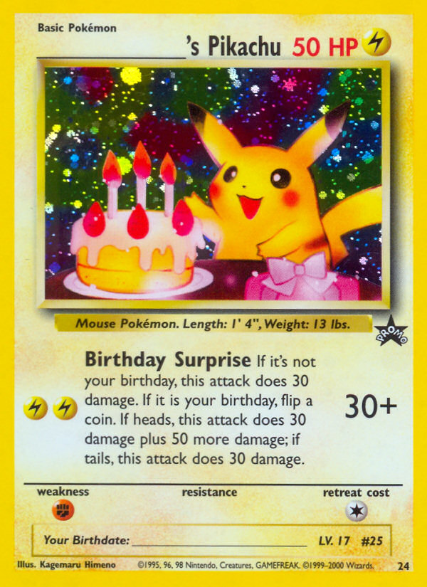 _____'s Pikachu (24) (Birthday Pikachu) [Wizards of the Coast: Black Star Promos] - Evolution TCG
