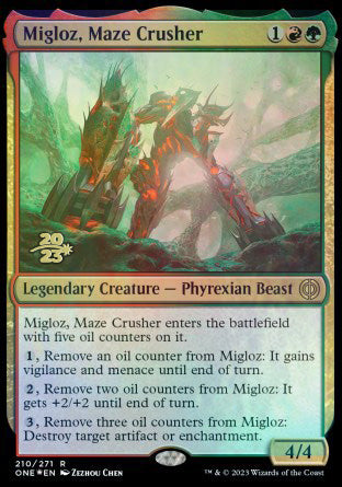 Migloz, Maze Crusher [Phyrexia: All Will Be One Prerelease Promos] - Evolution TCG