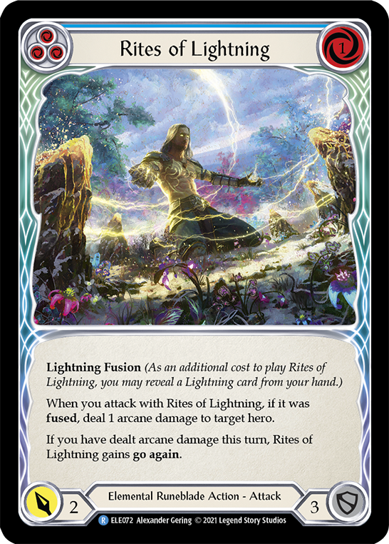 Rites of Lightning (Blue) [ELE072] (Tales of Aria)  1st Edition Rainbow Foil - Evolution TCG