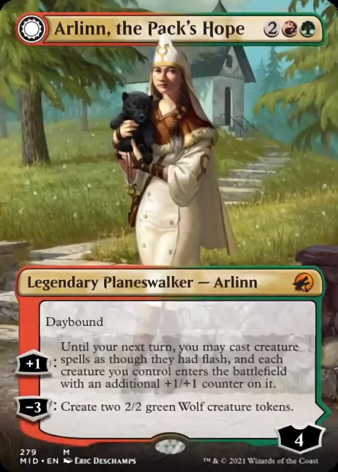 Arlinn, the Pack's Hope // Arlinn, the Moon's Fury (Borderless) [Innistrad: Midnight Hunt] - Evolution TCG