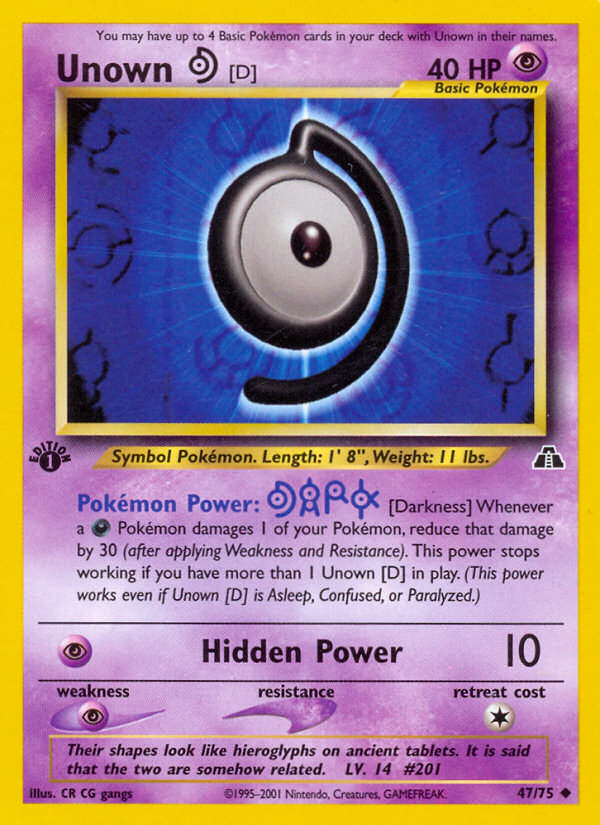 Unown [D] (47/75) [Neo Discovery 1st Edition] - Evolution TCG