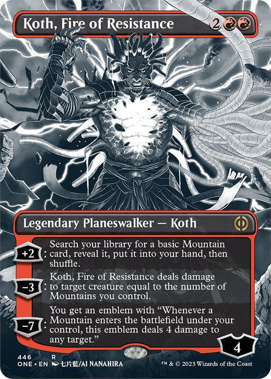 Koth, Fire of Resistance (Borderless Manga Step-and-Compleat Foil) [Phyrexia: All Will Be One] - Evolution TCG