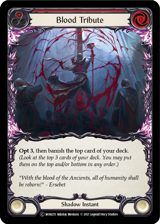 Blood Tribute (Red) [U-MON215] (Monarch Unlimited)  Unlimited Normal - Evolution TCG
