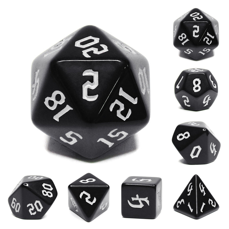 A&H Dice: Chon Drite with White Font - Poly 7 Die Set - Evolution TCG