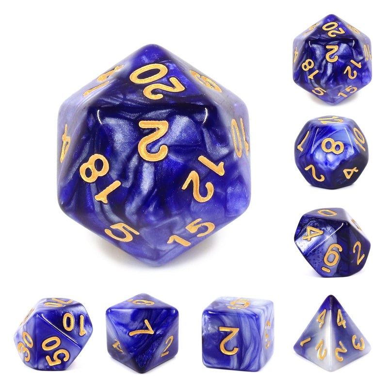 A&H Dice: Blend - Dark Purple & White - Poly 7 Die Set - Evolution TCG