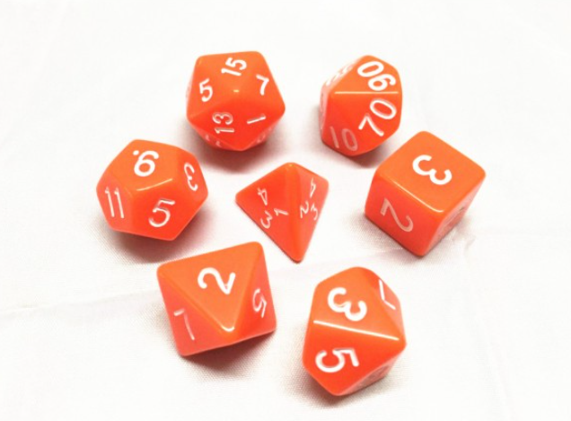 A&H Dice: Orange Opaque - Poly 7 Die Set - Evolution TCG